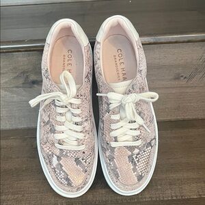 Cole Haan Pink Snake-Print Lace-Up Sneakers
